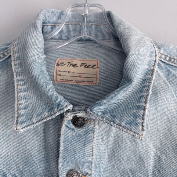 MWT Free People Amelia Slouchy Denim Jacket XS Distressed Cropped Blue Trucker - Picture 8 of 16